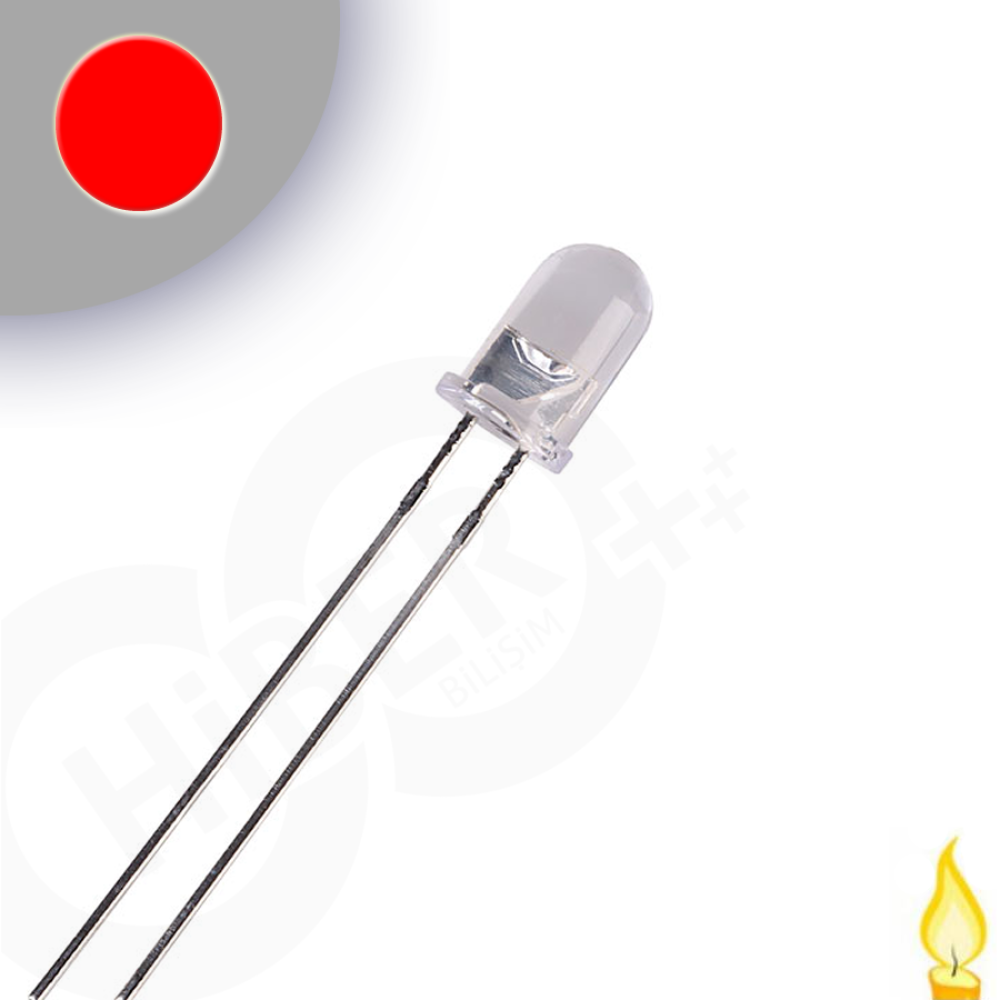 5mm Mum Led Kırmızı 10 Adet