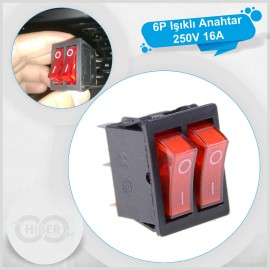 6Pin İkili Işıklı Anahtar ON-OFF