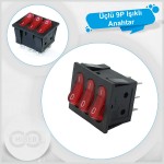 Üçlü Işıklı Anahtar 250V/15A Üçlü Işıklı Anahtar 250V/15A