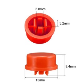 Tact Switch Kapağı Yuvarlak Kırmızı- 12x12x7.3mm ile Uyumlu