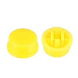 Tact Switch Kapağı Yuvarlak Sarı - 12x12x7.3mm ile Uyumlu