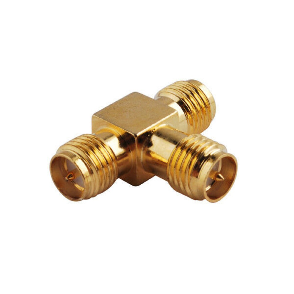 RP SMA Female TO Two RP Female Koaksiyel Adaptör T-Type RP SMA Female TO Two RP Female Koaksiyel Adaptör T-Type