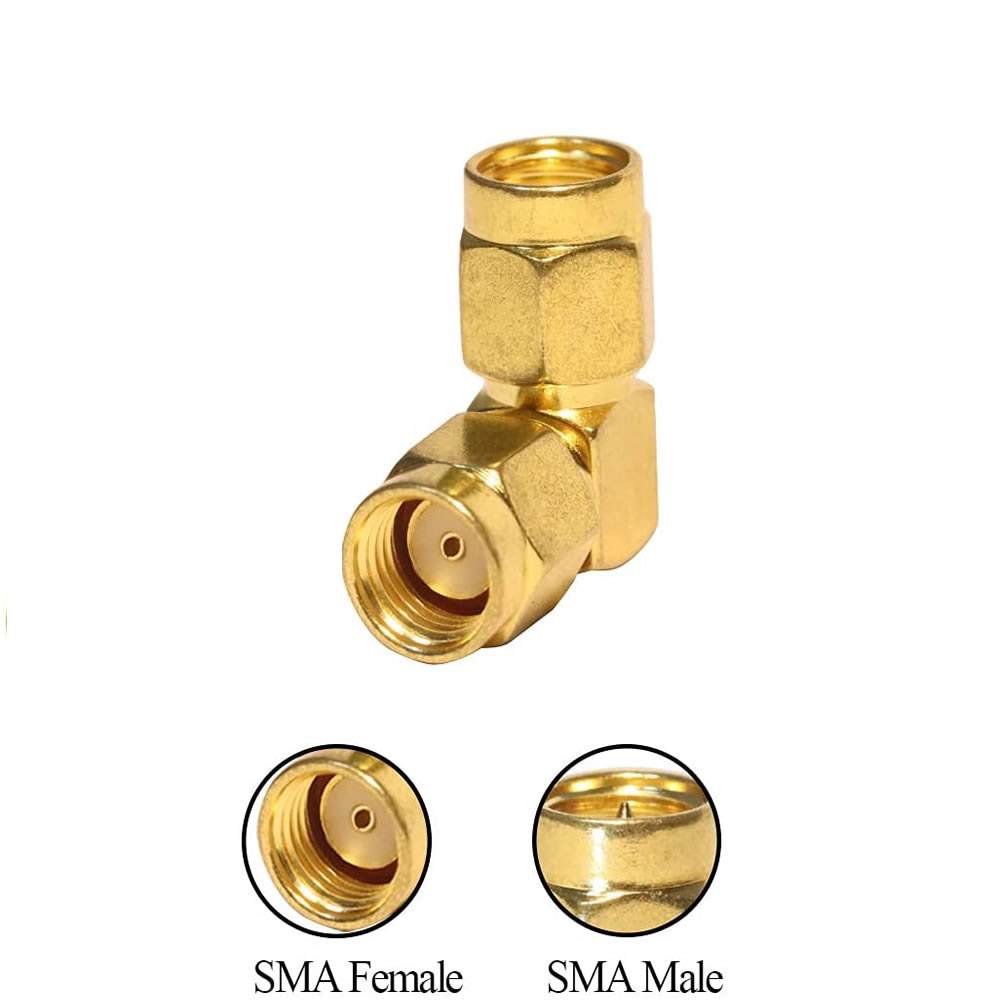 SMA Male TO RP SMA Male Brent Koaksiyel Adaptör 90° SMA Male TO RP SMA Male Brent Koaksiyel Adaptör 90°