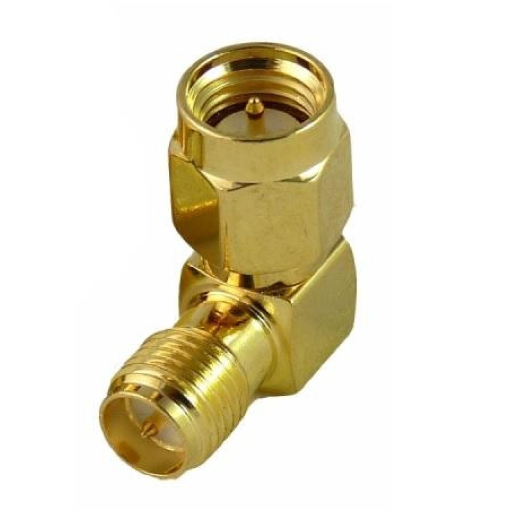 RP SMA Female TO SMA Male bent Koaksiyel Adaptör 90° RP SMA Female TO SMA Male bent Koaksiyel Adaptör 90°