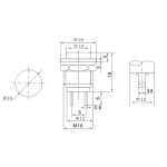 16mm Yuvarlak Push Button Metal Siyah