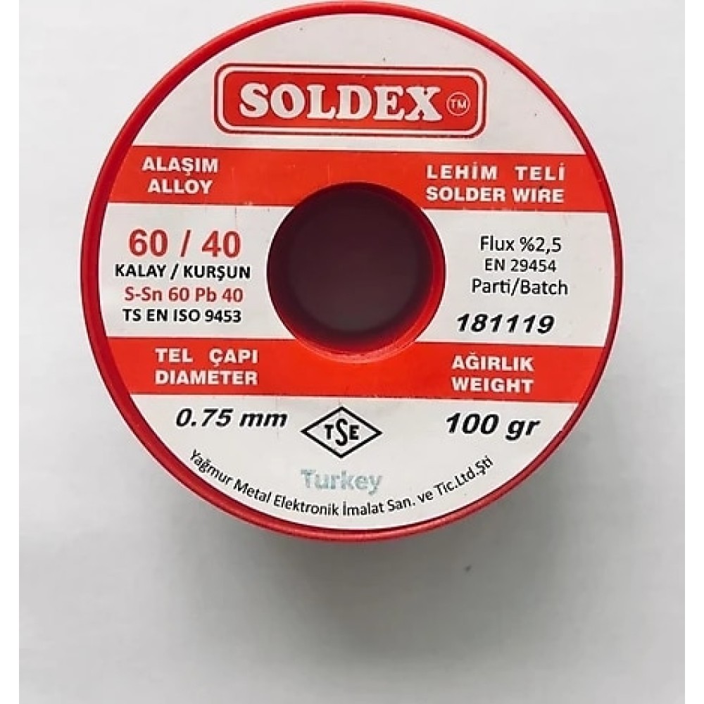 Soldex Lehim Teli 0.75MM 100gr Soldex Lehim Teli 0.75MM 100gr