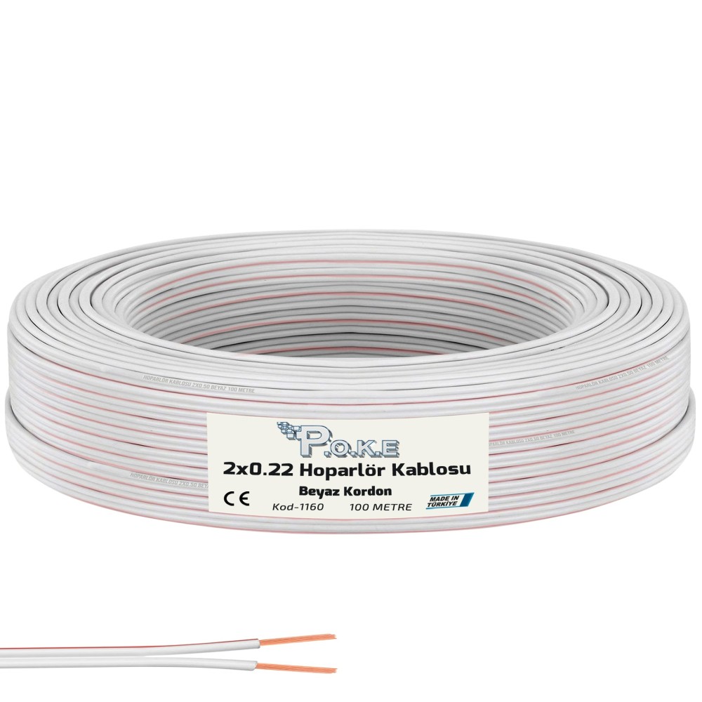 Beyaz 100 Metre Hoparlör Kablosu Beyaz 100 Metre Hoparlör Kablosu