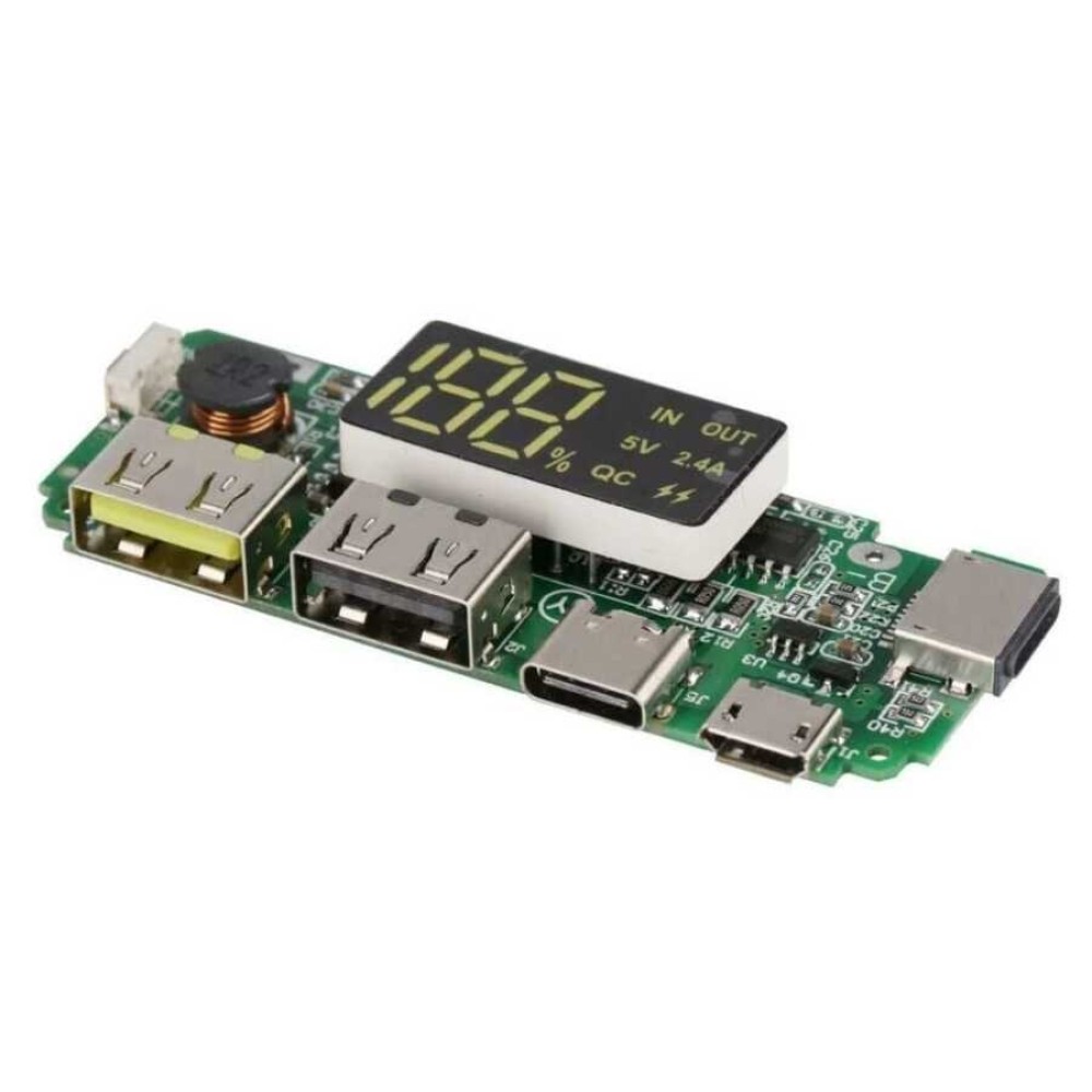 Çift USB 5V 2.4A LED Ekranlı Powerbank Devre Modülü