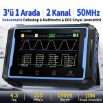 FNIRSI 2C53P 50MHz 2 Kanal Tablet Osiloskop Multimetre Sinyal Üretici