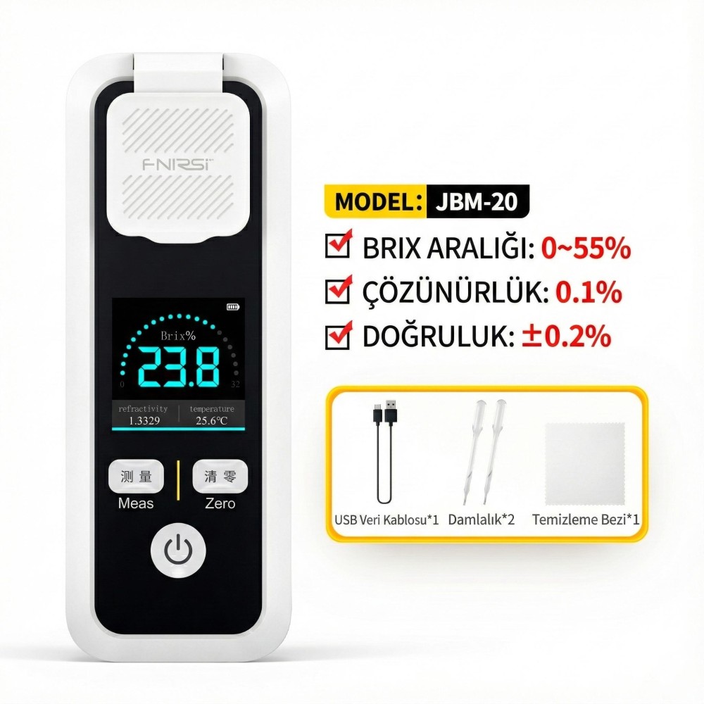 FNIRSI JBM-20 Şarjlı Dijital Brix Metre